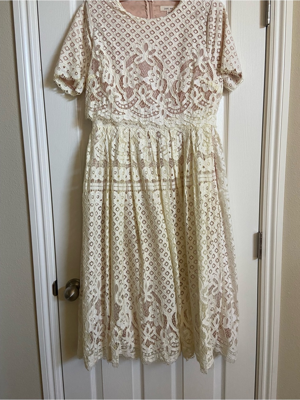 Just Me Cream Lace Midi Dress